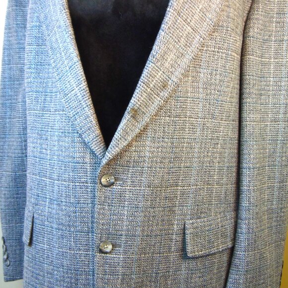 Vintage Hart Schaffner & Marx 100% Wool Blue Tone Tweed Sports Jacket Coat - Picture 6 of 12